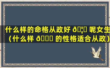 什么样的命格从政好 🦆 呢女生（什么样 🐒 的性格适合从政）